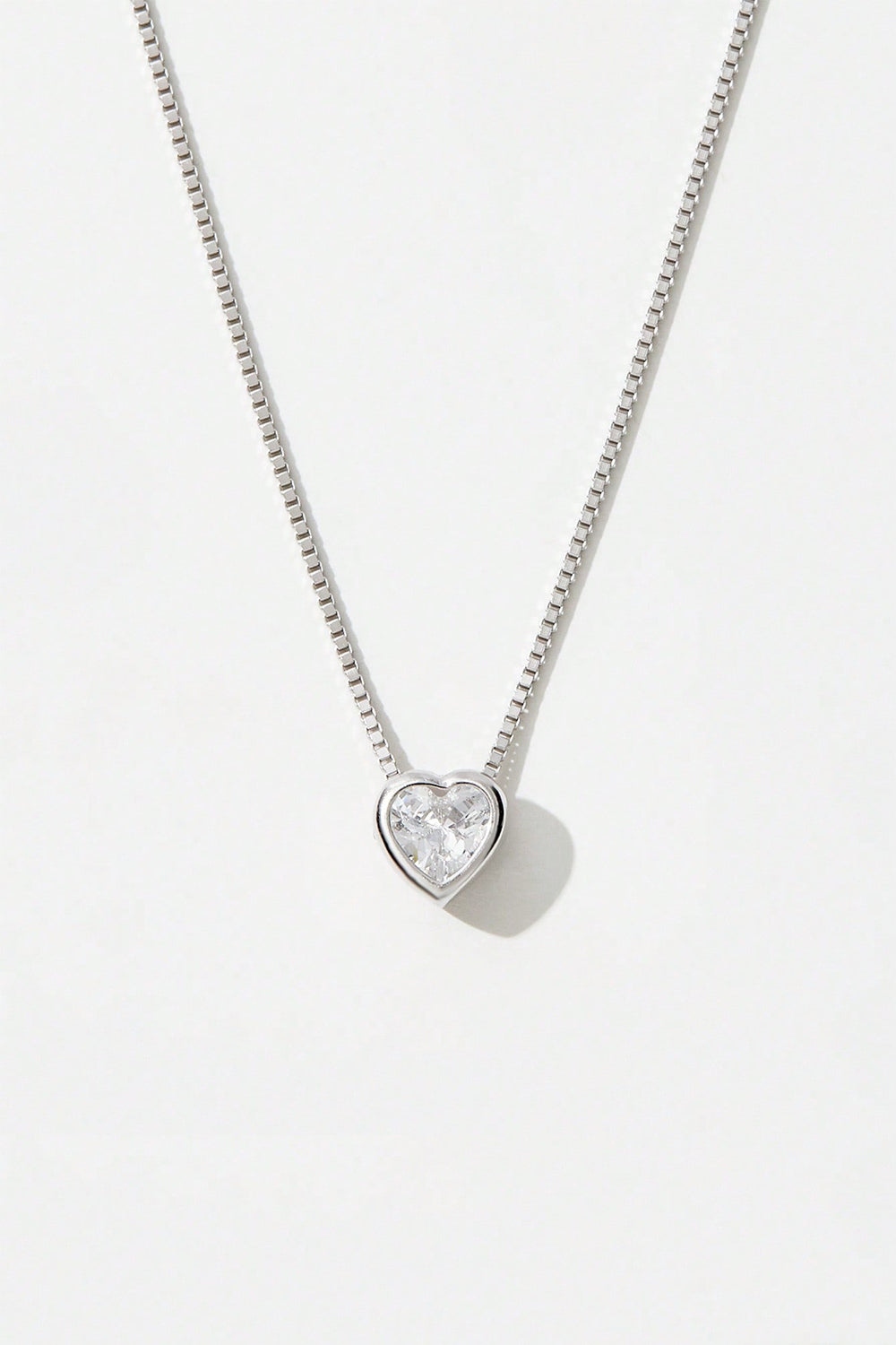 925 Sterling Silver Inlaid Zircon Heart Pendant Necklace