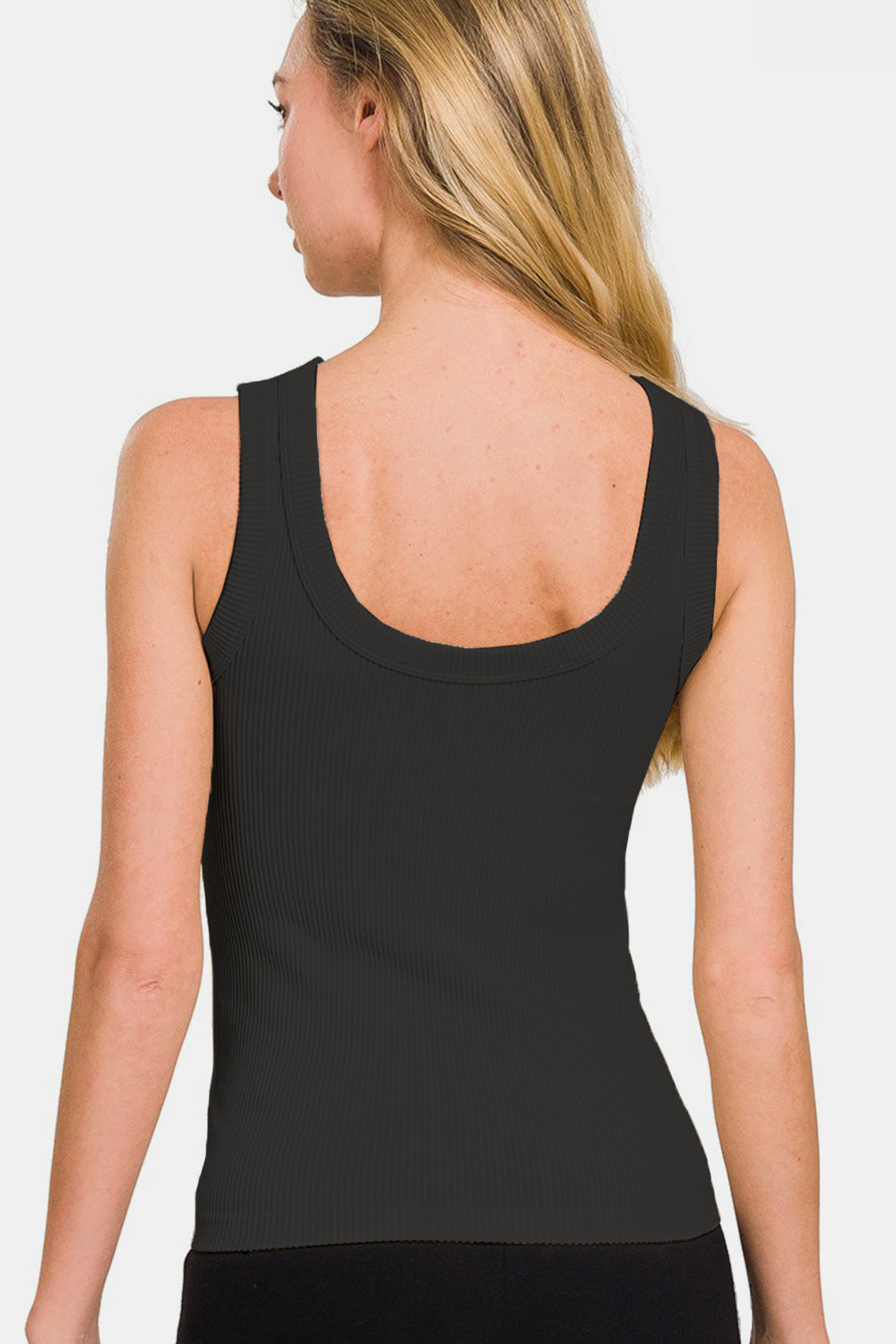 Zenana 2 Way Neckline Washed Ribbed Tank