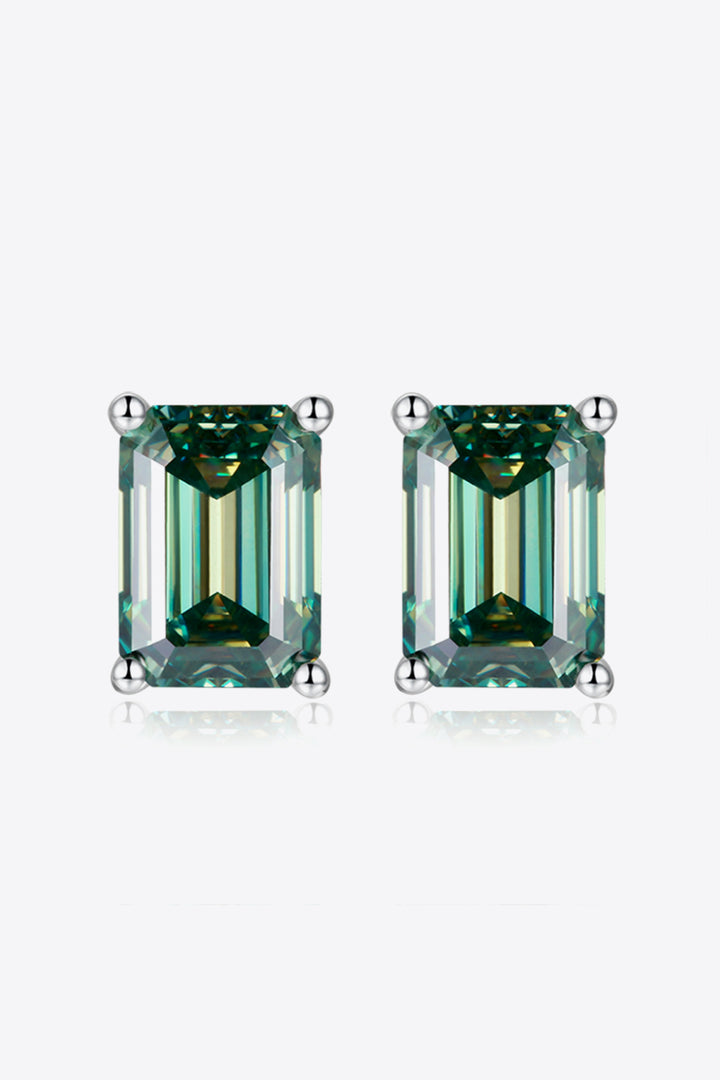 2 Carat Moissanite Stud Earrings in Green