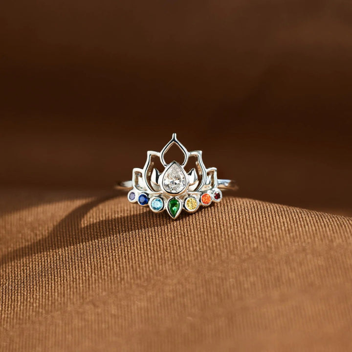 925 Sterling Silver Inlaid Zircon Lotus Shape Ring