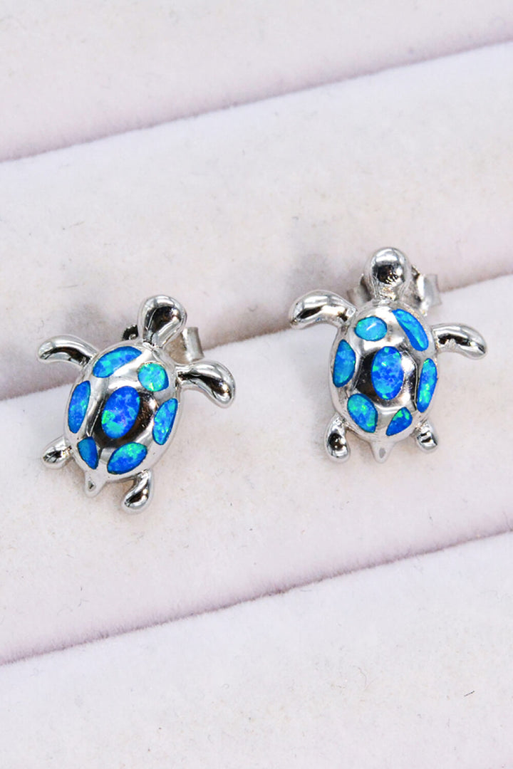 Opal Turtle Platinum-Plated Stud Earrings
