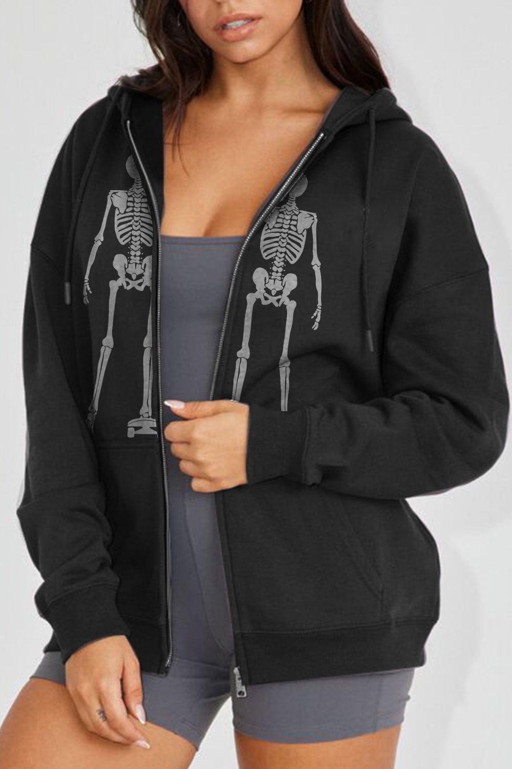 Simply Love Full Size Skeleton Graphic Hoodie