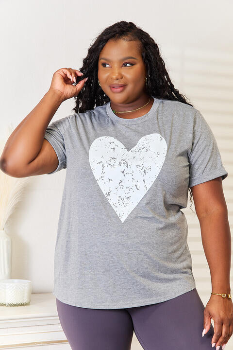 Simply Love Heart Graphic Cuffed Short Sleeve T-Shirt