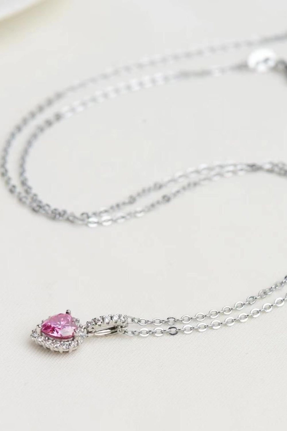 1 Carat Pink Moissanite Heart Pendant Necklace