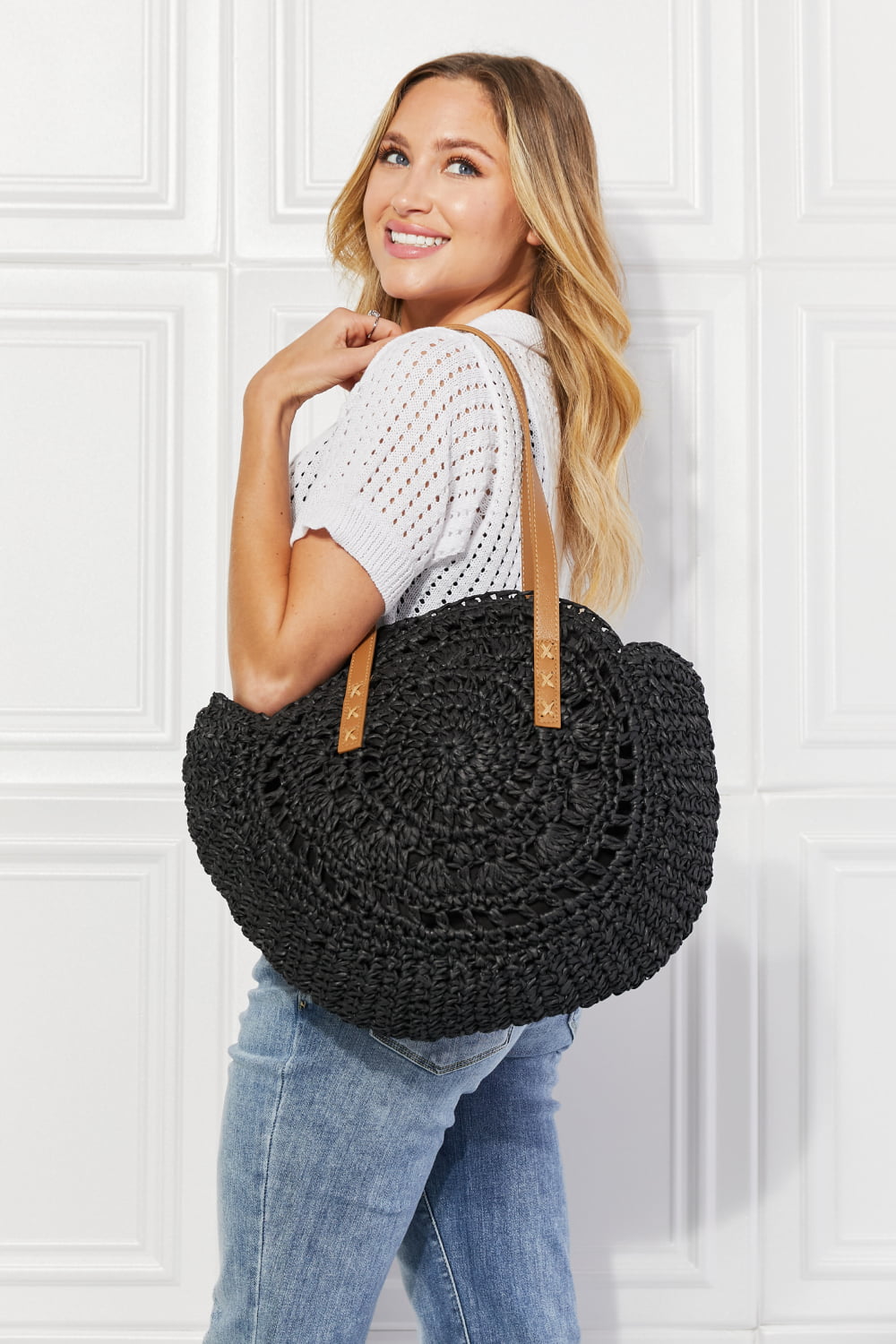 Justin Taylor C'est La Vie Crochet Handbag in Black