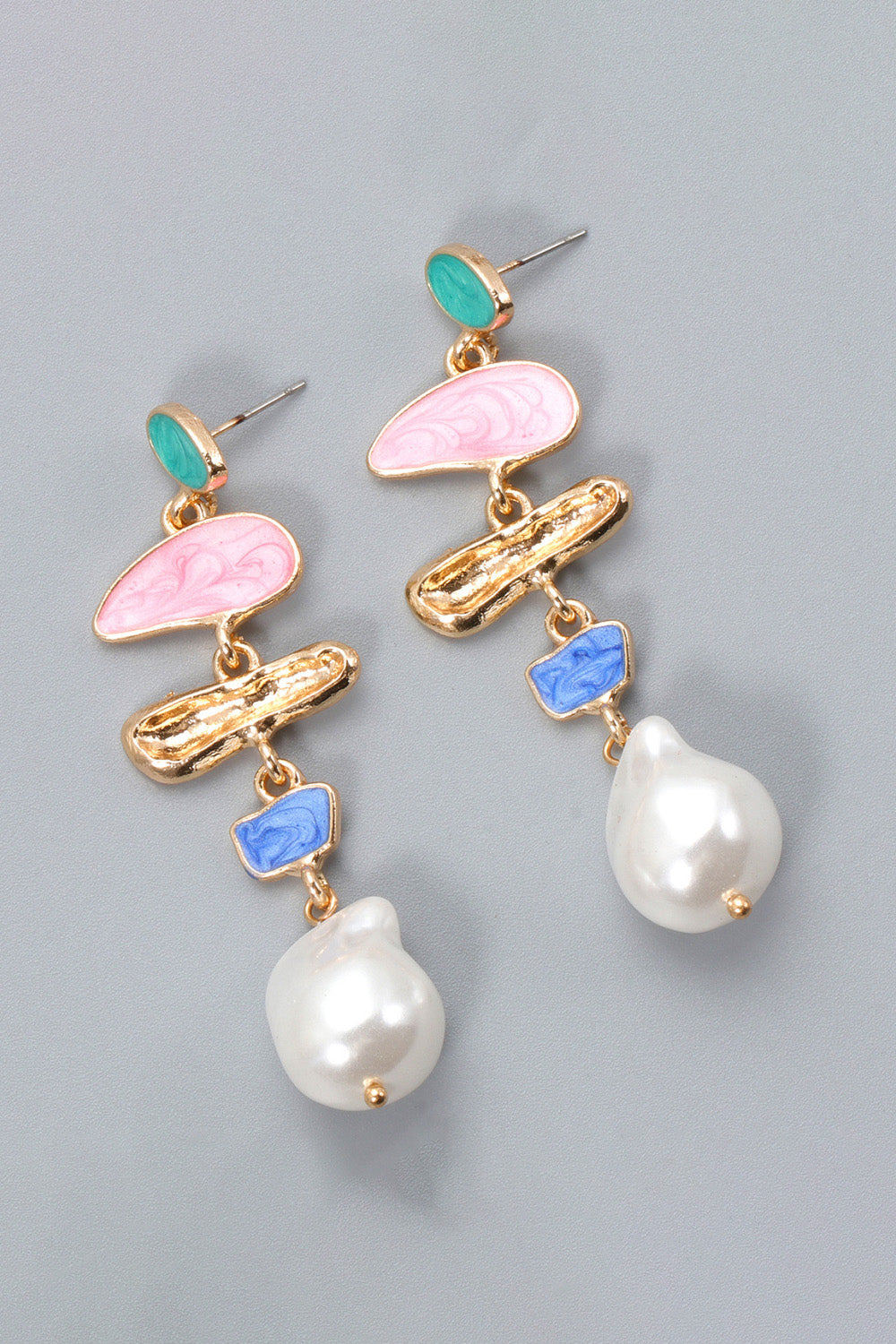Abnormal Shape Zinc Alloy Synthetic Pearl Dangle Earrings