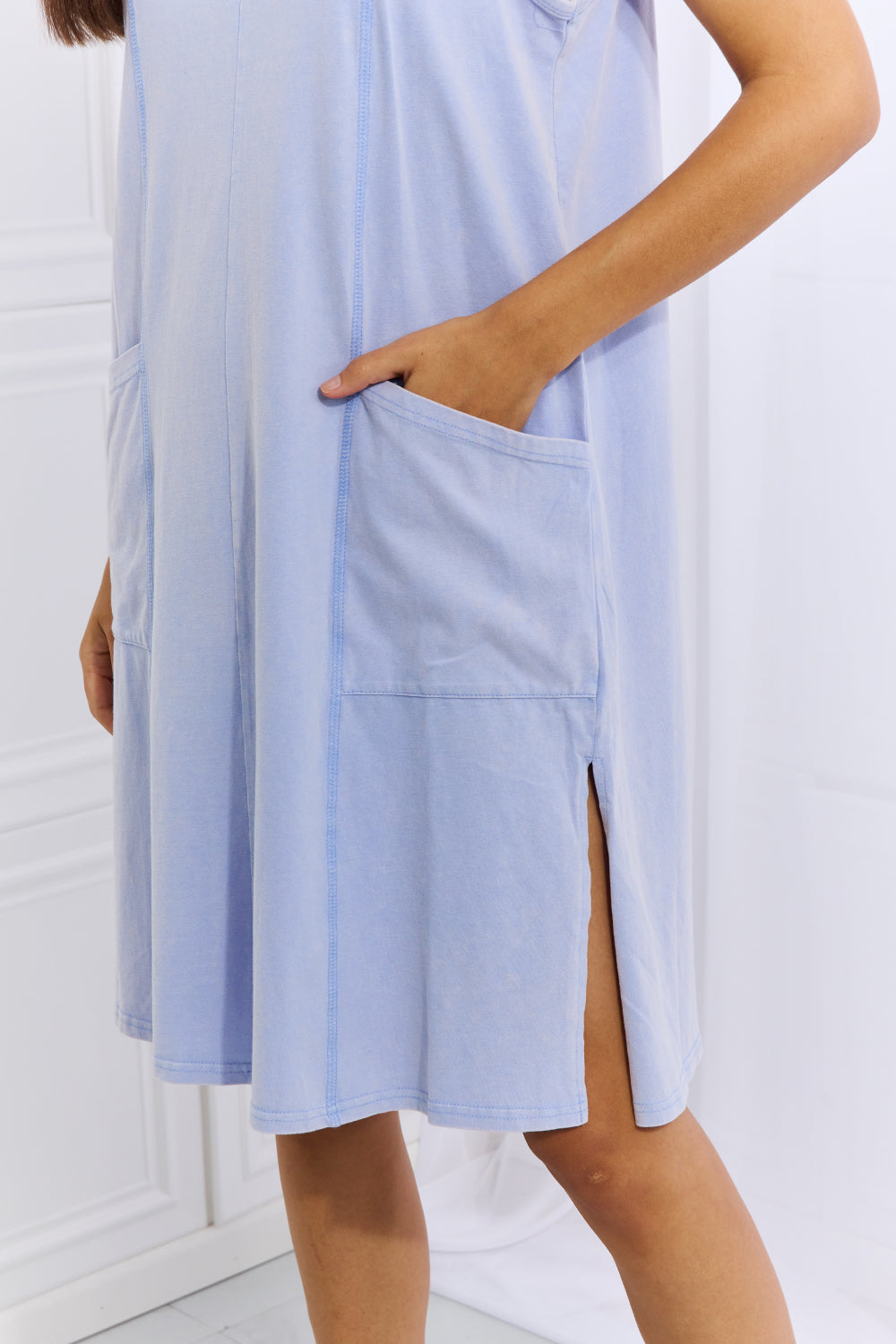 HEYSON Look Good, Feel Good Full Size Washed Sleeveless Casual Dress in Periwinkle